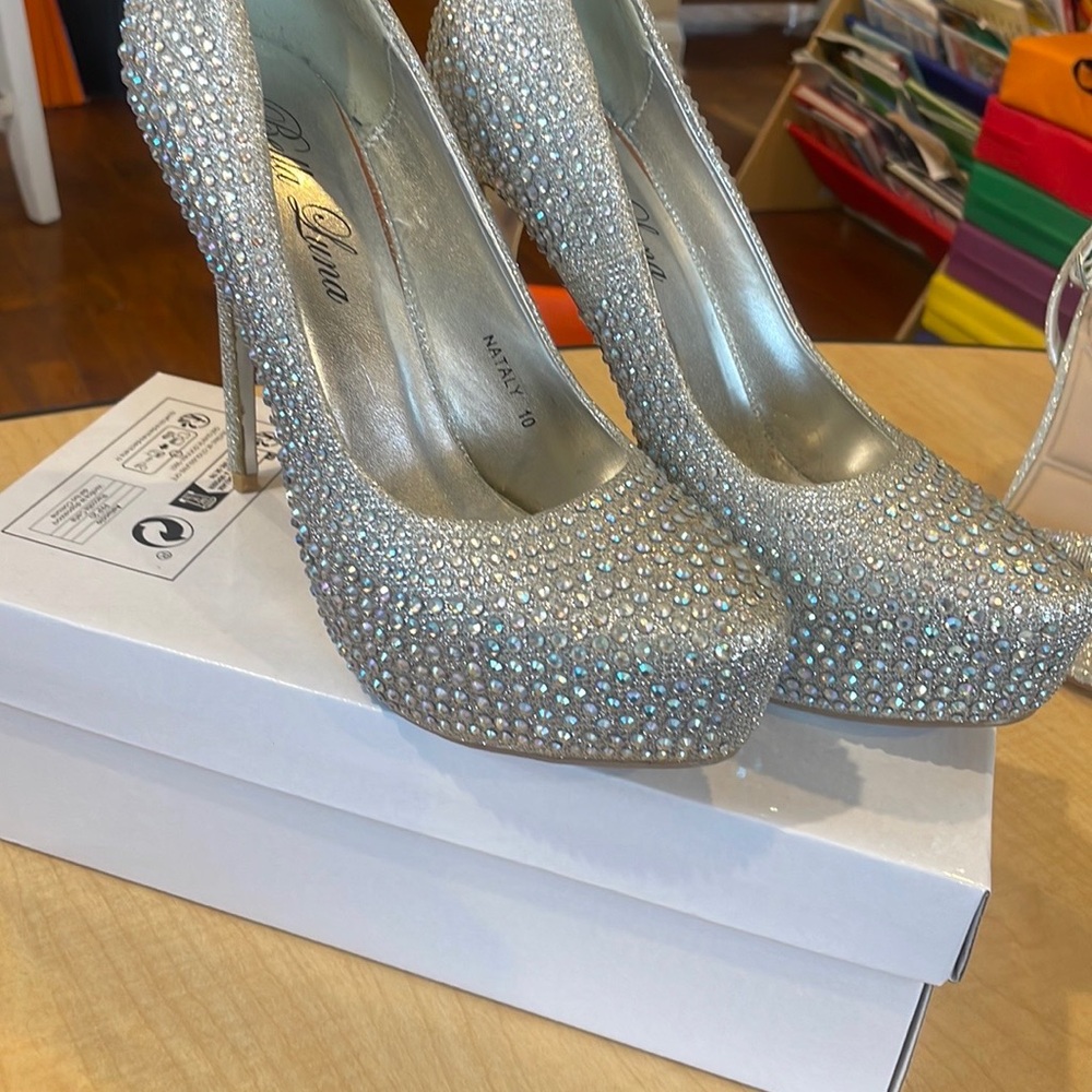 Silver Glitter Heels
